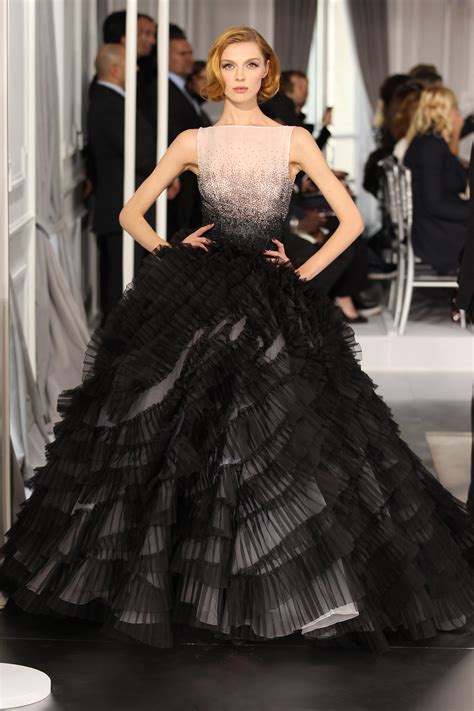 black dior gown|Dior off shoulder gown.